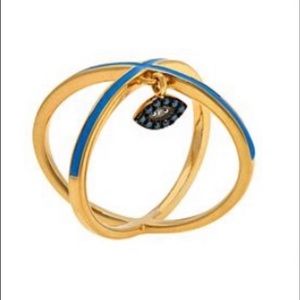 Rarities Criss Cross Ring with diamond evil-eye charm.